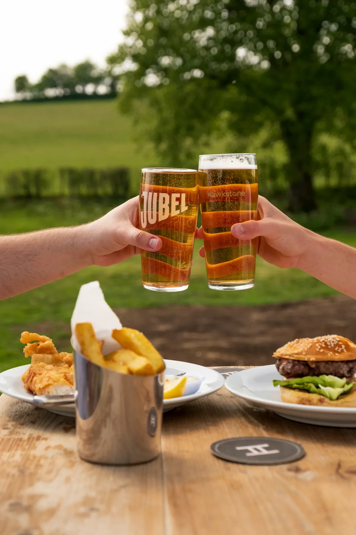 Colleagues toasting after a match